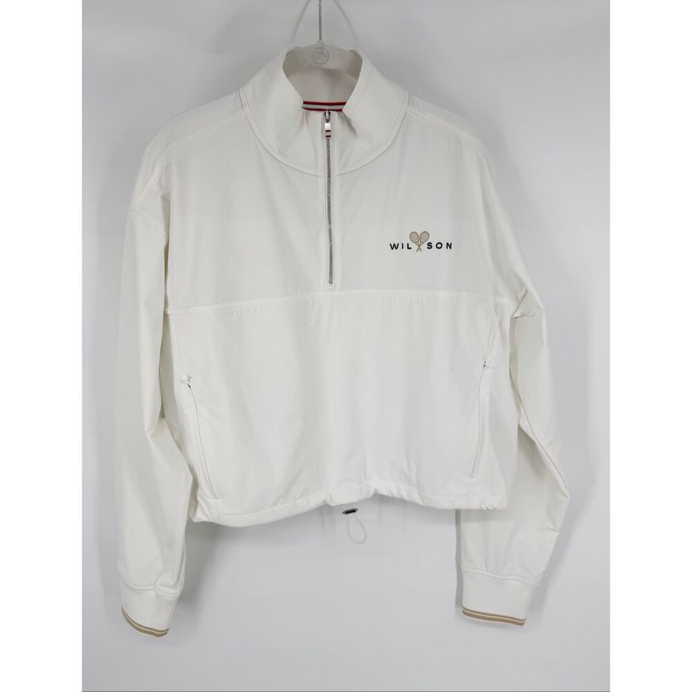 Wilson Davenport Woven Popover White Cropped Quarter Zip Jacket Size Large - Picture 5 of 16
